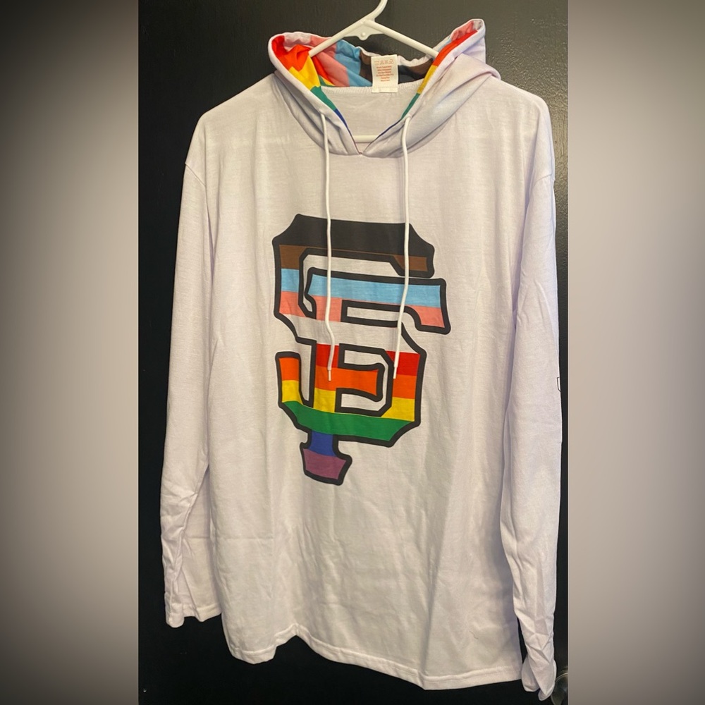 San Francisco Giants 2024 LGBTQ Pride Long Sleeve Hooded Shirt 6/15/24 sz XL